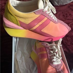 Lanvin Women's Pink and Yellow Gradient Sneakers